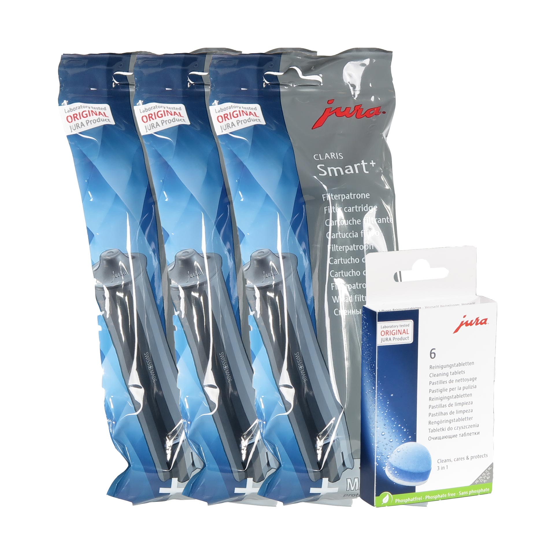 Jura Claris SMART+ Filterpatrone 3 Stück + 6 Jura Reinigungstabletten Jura Claris SMART+ Filterpatrone 3 Stück + 6 Jura Reinigungstabletten