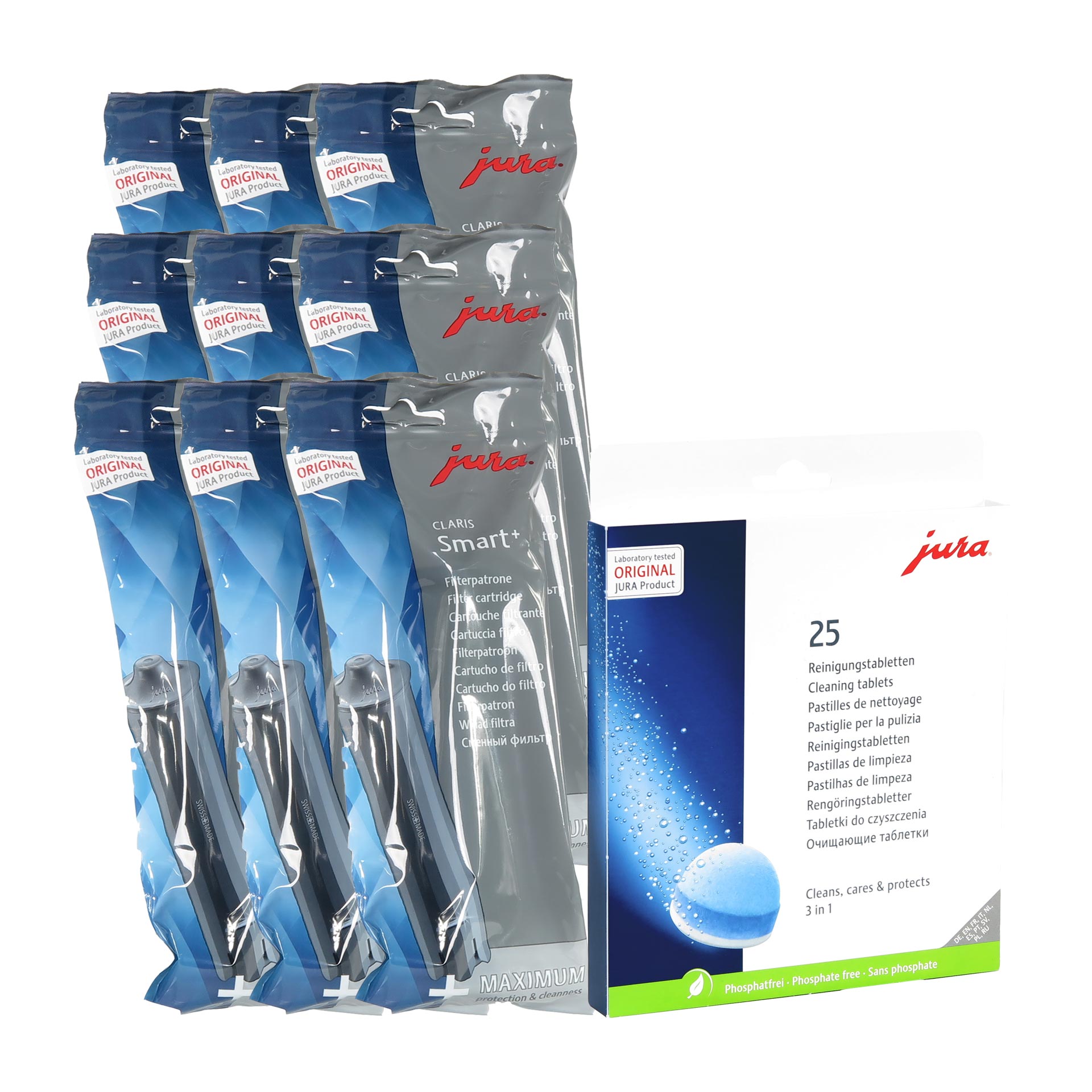 Jura Claris SMART+ Filterpatrone 9 Stück + 25 Jura Reinigungstabletten