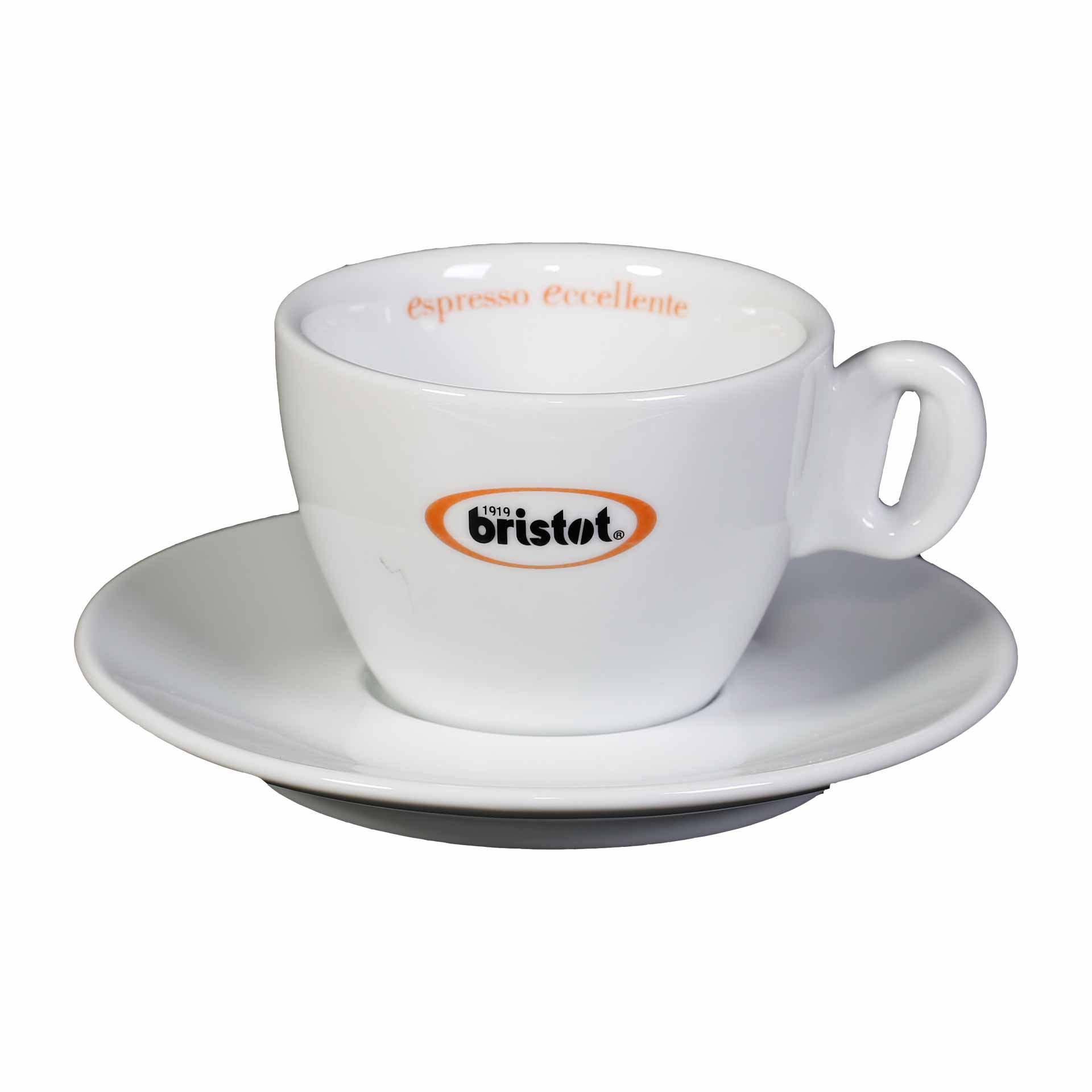 Bristot klassische Milchkaffeetasse mit Untertasse