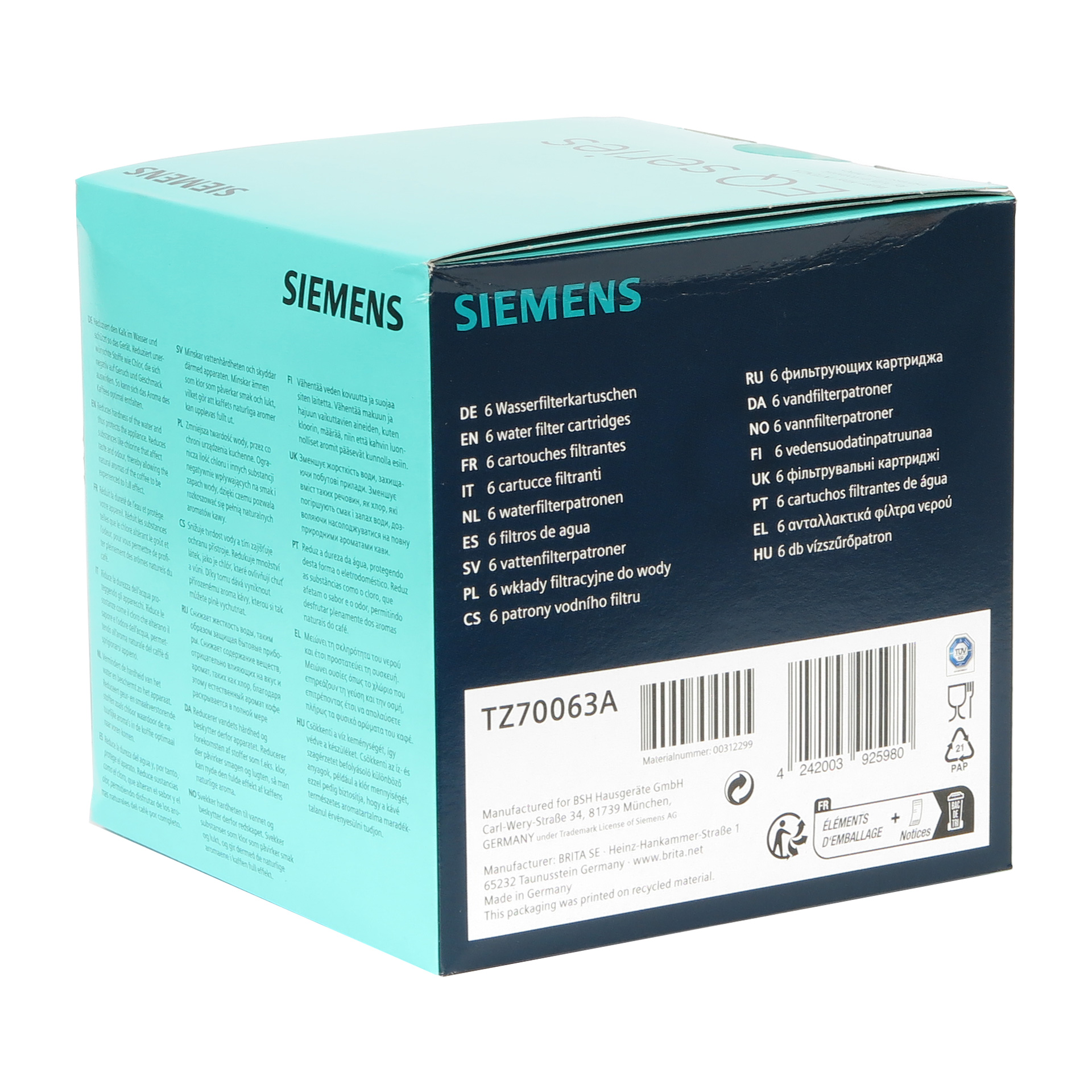 Siemens TZ70063A Wasserfilter Brita Intenza